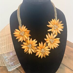 Floral Beaded Yellow and Gold Necklace